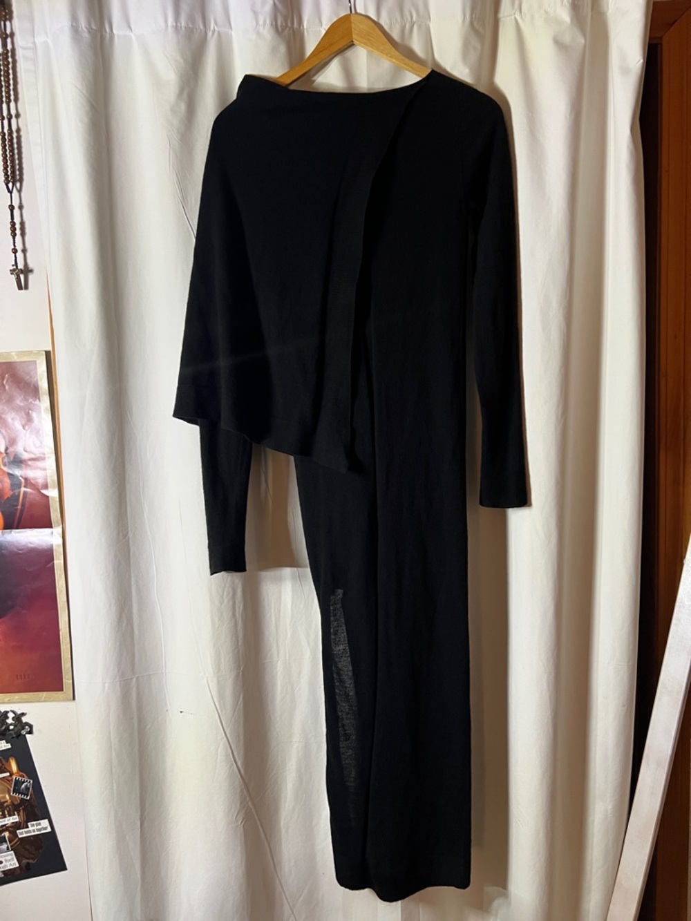 Rick Owen’s 100% wool asymmetrical body con dress